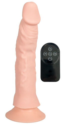 Телесный вибратор на присоске с пультом ДУ Bendable RC Vibrator - 21,5 см.