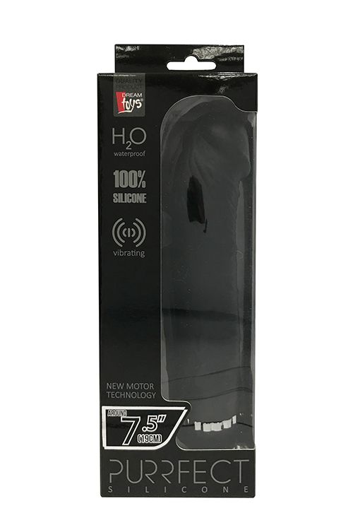 Чёрный вибратор-реалистик PURRFECT SILICONE DELUXE 7.5INCH - 19 см.