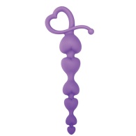 Фиолетовая анальная цепочка с звеньями-сердечками HEARTY ANAL WAND SILICONE - 18 см.