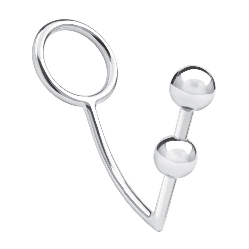 Кольцо на пенис с анальным стимулятором Two Bead Stainless Steel Anal Hook   Cock Ring