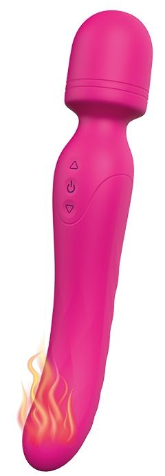 Ярко-розовый жезловый вибратор Heating Bodywand с нагревом - 23,2 см.