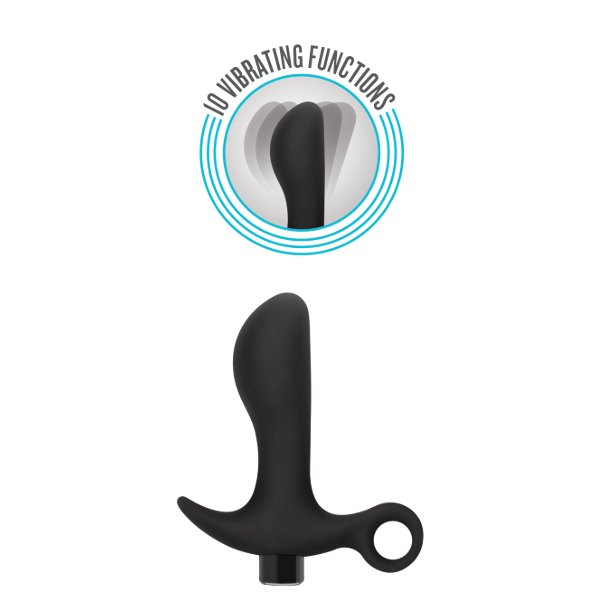 Черный анальный вибратор Silicone Vibrating Prostate Massager 01 - 10,8 см.