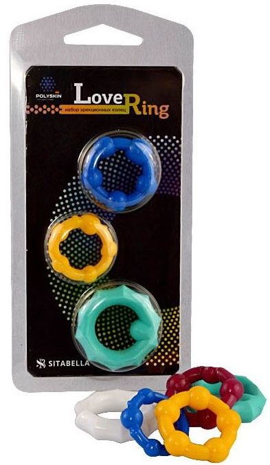 Набор из 3 цветных эрекционных колец Love Ring