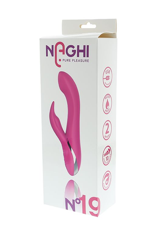 Розовый вибратор NAGHI NO.19 RECHARGEABLE DUO VIBRATOR со стимулятором клитора