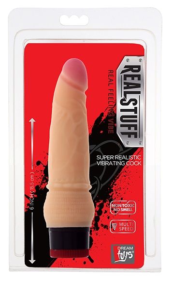 Вибратор-реалистик со встроенным пультом REALSTUFF 6INCH VIBRATOR - 15,5 см.