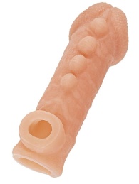 Телесная закрытая насадка с шишечками Cock Sleeve Size M - 15,6 см.