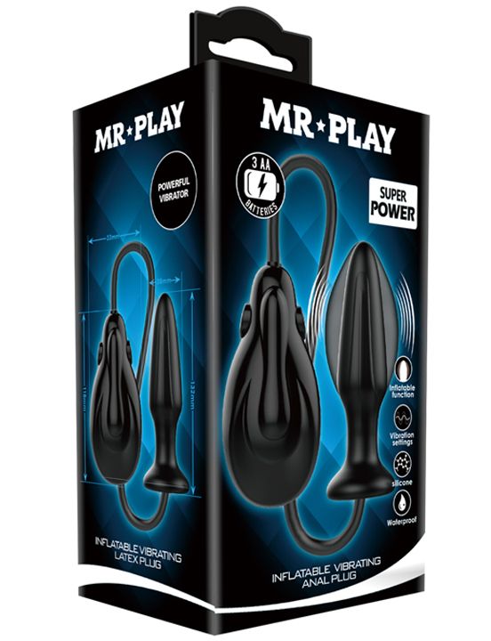 Черная анальная расширяющаяся вибропробка Mr.Play - 13,5 см.