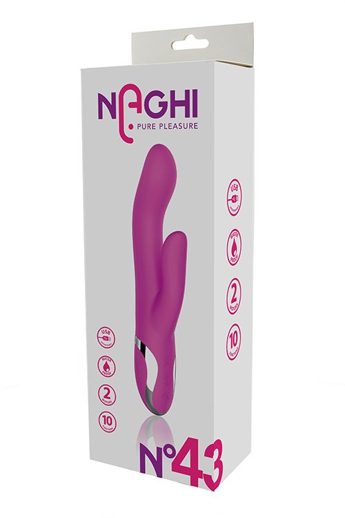 Розовый вибратор-кролик NAGHI NO.43 RECHARGEABLE DUO VIBRATOR - 23 см.