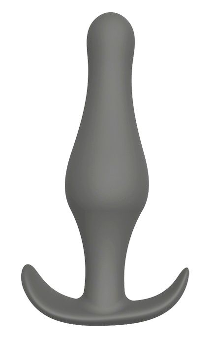 Серый удлиненный анальный стимулятор PLUG WITH T-HANDLE - 12,7 см.