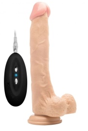 Телесный вибратор-реалистик Vibrating Realistic Cock 10  With Scrotum - 27 см.