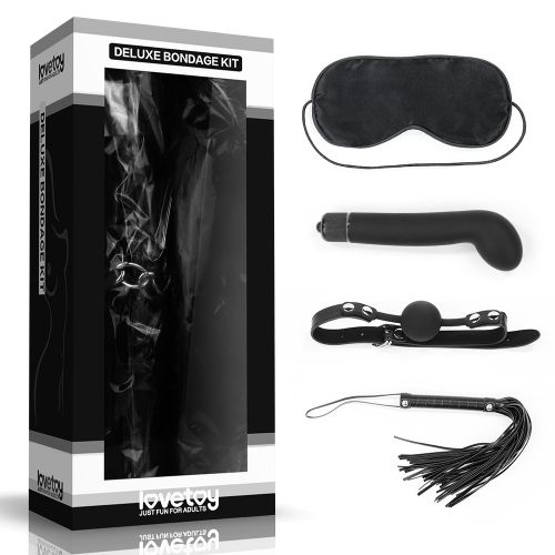 БДСМ-набор Deluxe Bondage Kit: маска, вибратор, кляп, плётка