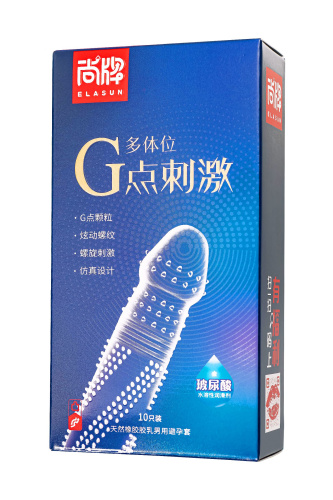 Ультратонкие презервативы Elasun G-spot stimulation с ребрами и точками - 10 шт.