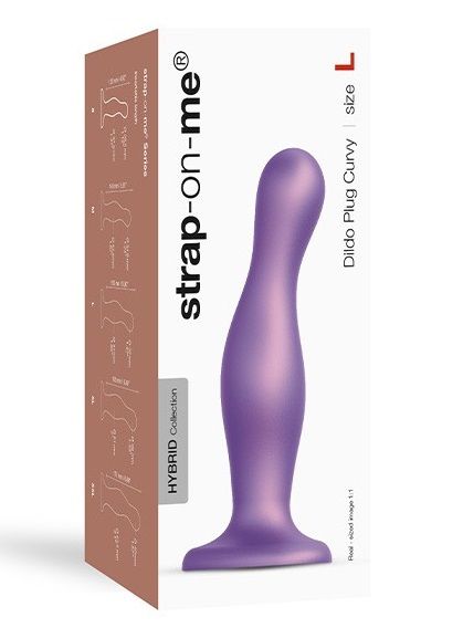 Фиолетовая насадка Strap-On-Me Dildo Plug Curvy size L