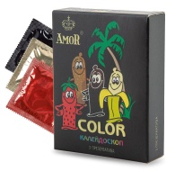 Цветные ароматизированные презервативы AMOR Color  Яркая линия  - 3 шт.