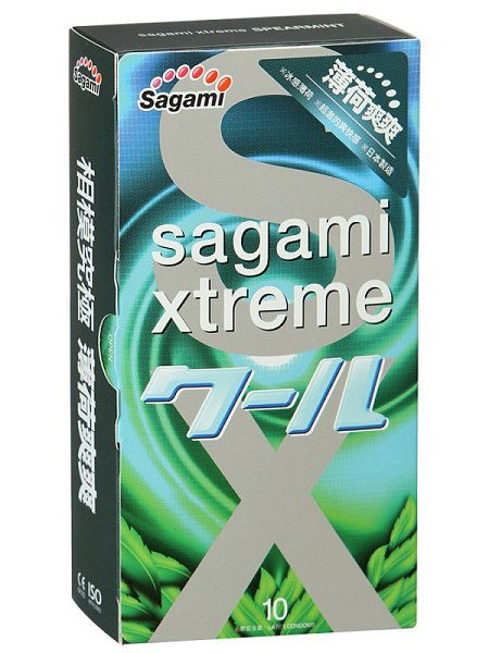 Презервативы Sagami Xtreme Mint с ароматом мяты - 10 шт.