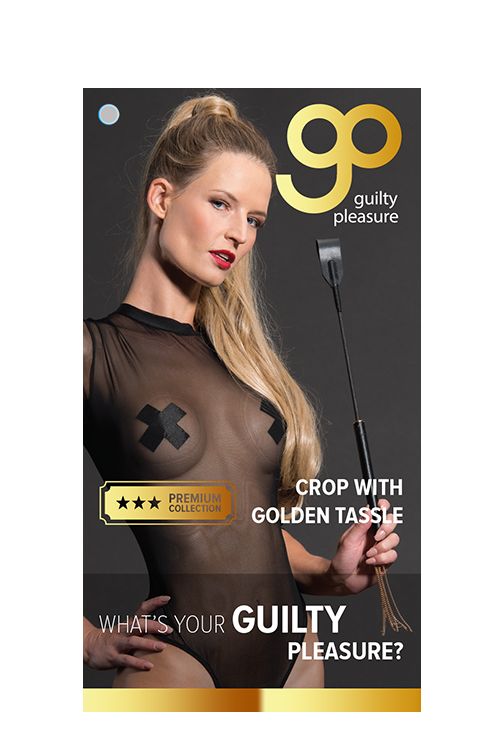 Черный гладкий стек PREMIUM RIDING CROP - 45 см.