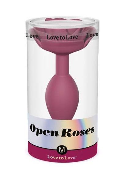 Сливовая анальная пробка с ограничителем-розой Open Rose Size M Butt Plug