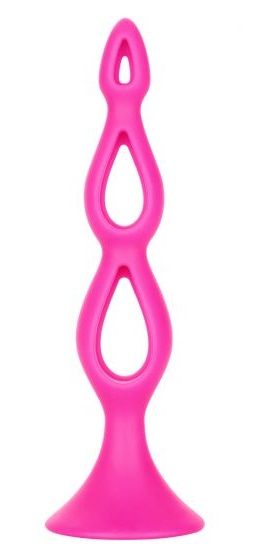 Розовая анальная елочка Silicone Triple Probe - 14,5 см.