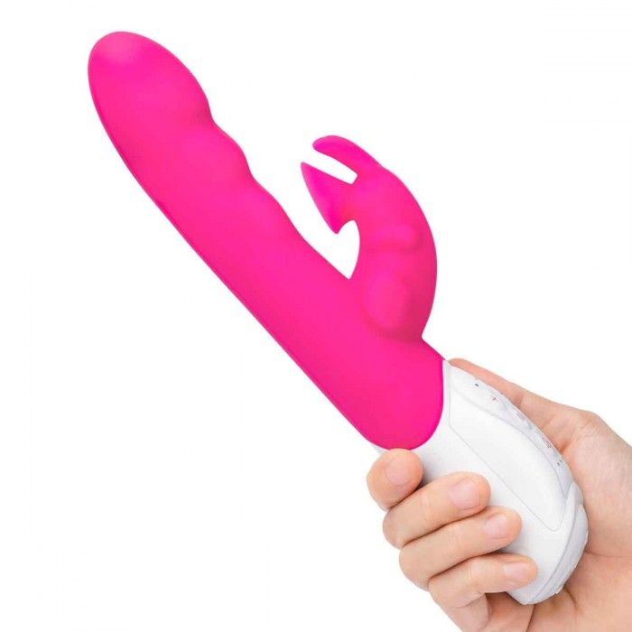 Розовый вибромассажер с клиторальной стимуляцией Clitoral Suction Rabbit - 24,5 см.