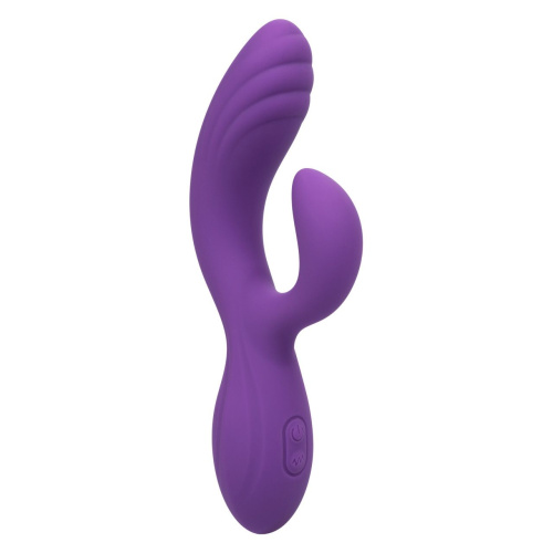 Фиолетовый вибромассажер-кролик Stella Liquid Silicone “C” Curve - 19 см.