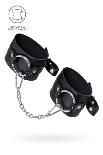 Черные оковы из толстой кожи с люверсами
