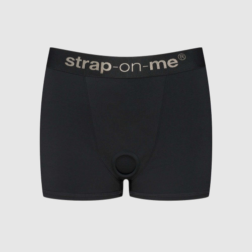 Черные трусики-боксеры для фиксации насадок Strap-on-me Harness Lingerie Allure - size S