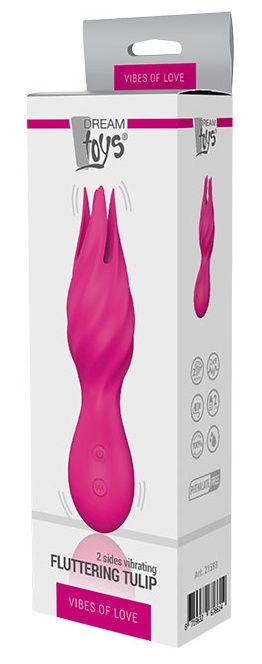 Розовый клиторальный стимулятор FLUTTERING TULIP - 14,5 см.