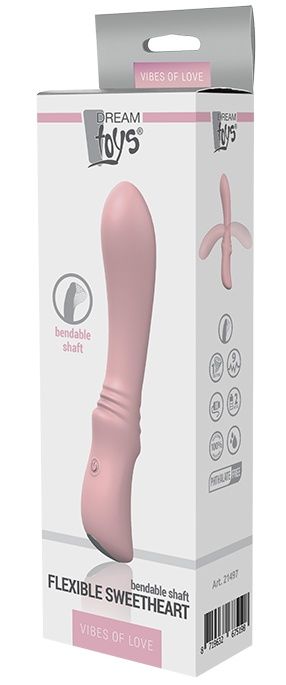 Розовый гладкий вибратор FLEXIBLE SWEETHEART - 12 см.