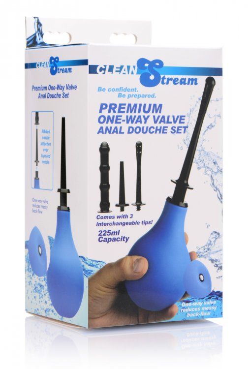 Анальный душ с 3 насадками Premium One-way Valve Anal Douche Set