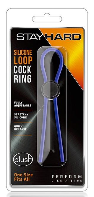 Синее эрекционное лассо Silicone Loop Cock Ring