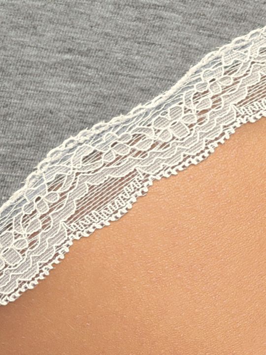 Трусики-слипы из хлопка с кружевной оторочкой
