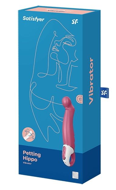 Вибратор Satisfyer Petting Hippo с загнутым кончиком - 22,9 см.