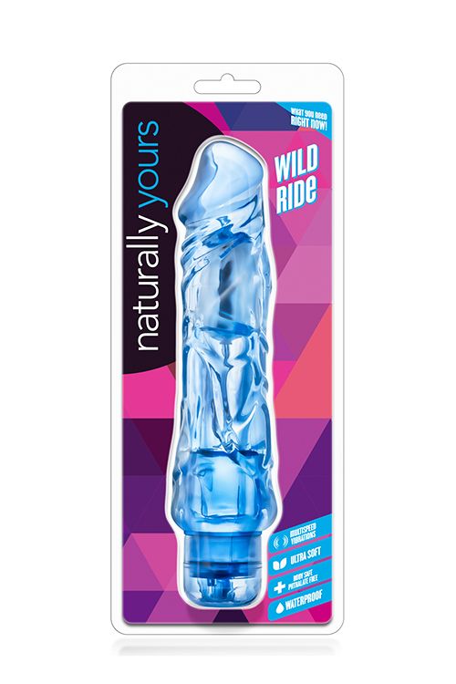 Голубой вибратор-реалистик Wild Ride - 23,5 см.
