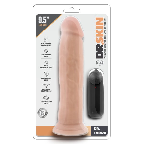 Телесный вибратор-реалистик Dr. Throb 9.5 Inch Vibrating Realistic Cock - 24,1 см.