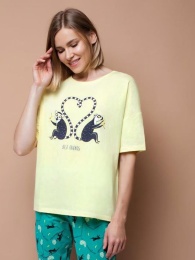 Женская футболка с принтом в виде влюбленных лемуров