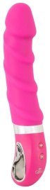 Розовый вибратор с рёбрышками и подогревом Warming Soft Vibrator - 22,8 см.