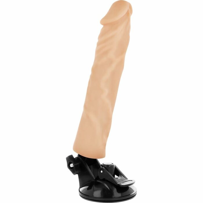 Телесный вибратор на мощной присоске Basecock Realistic Vibrator Remote Control - 21 см.