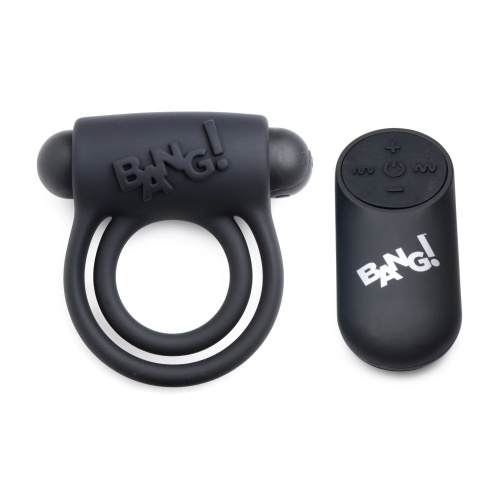 Черное эрекционное виброкольцо 28X Remote Control Vibrating Cock Ring   Bullet