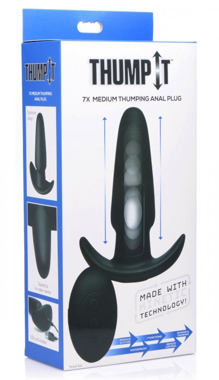 Черная анальная вибропробка Kinetic Thumping 7X Medium Anal Plug - 13,3 см.