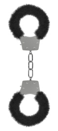 Чёрные пушистые наручники OUCH! Black