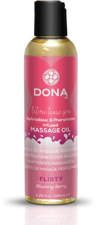 Массажное масло с феромонами DONA Flirty Blushing Berry - 125 мл.