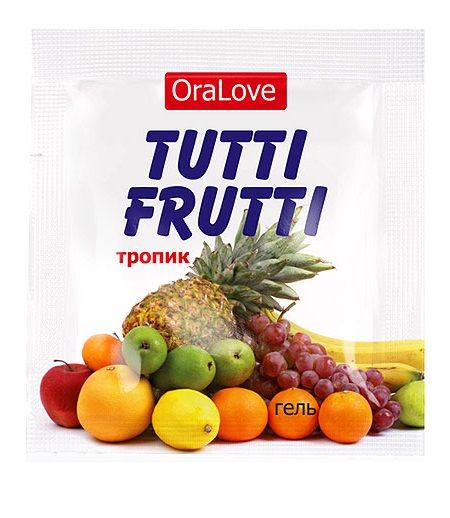 Пробник гель-смазки Tutti-frutti со вкусом тропических фруктов - 4 гр.