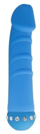 Голубой вибратор SPARKLE SUCCUBI VIBRATING DONG - 14,5 см.