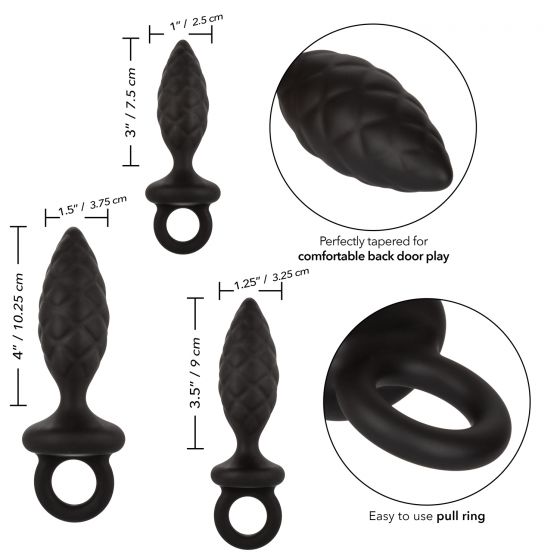 Набор из 3 черных анальных пробок Silicone Anal Probe Kit