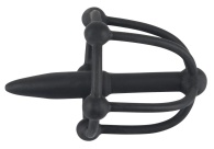 Черный силиконовый расширитель Penis Plug with Glans Cage