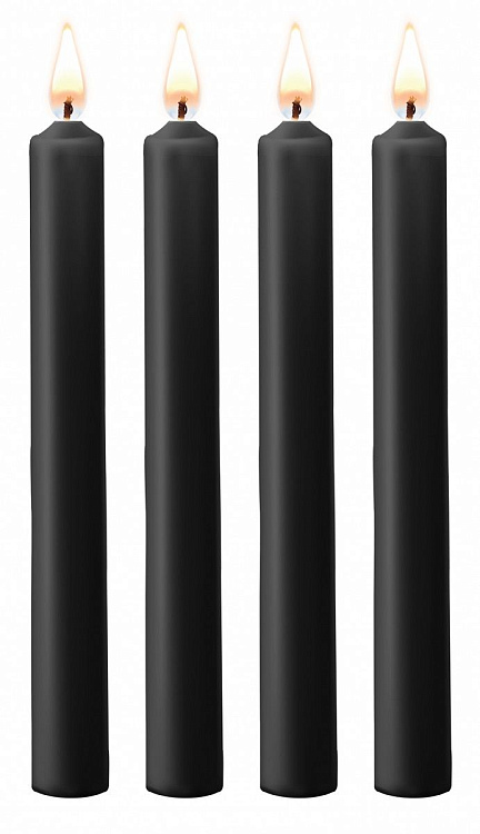 Набор из 4 черных восковых свечей Teasing Wax Candles Large