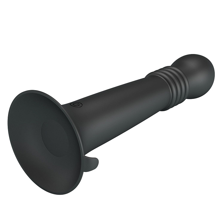 Черный стимулятор с поступательными движениями и вращением Stellan - 19,1 см.