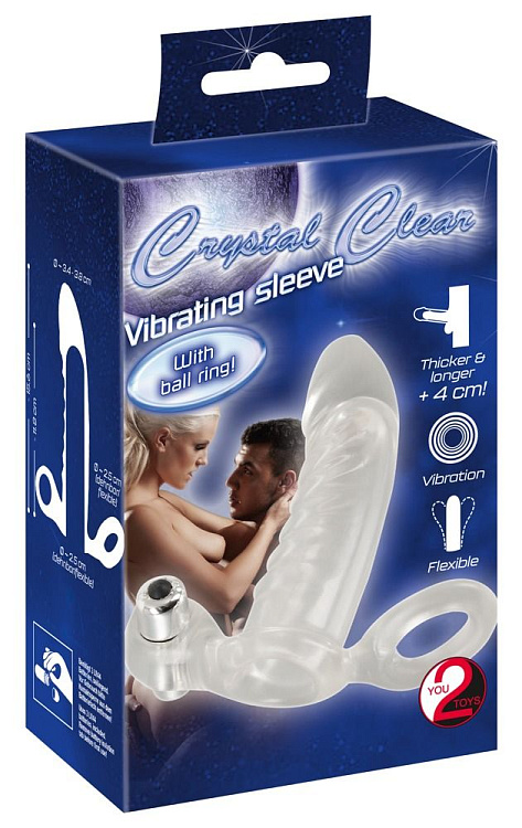 Прозрачная вибронасадка Vibrating Sleeve - 15,6 см.