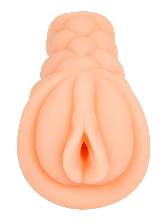 Телесный мастурбатор-вагина с вибропулей и эрекционными кольцами в комплекте