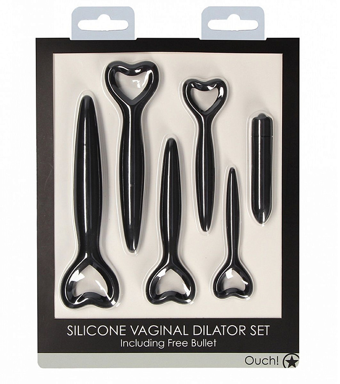 Набор вагинальных расширителей с вибропулей Silicone Vaginal Dilator Set